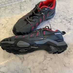Shimano size 10 cycling sneakers with clips lightly used
